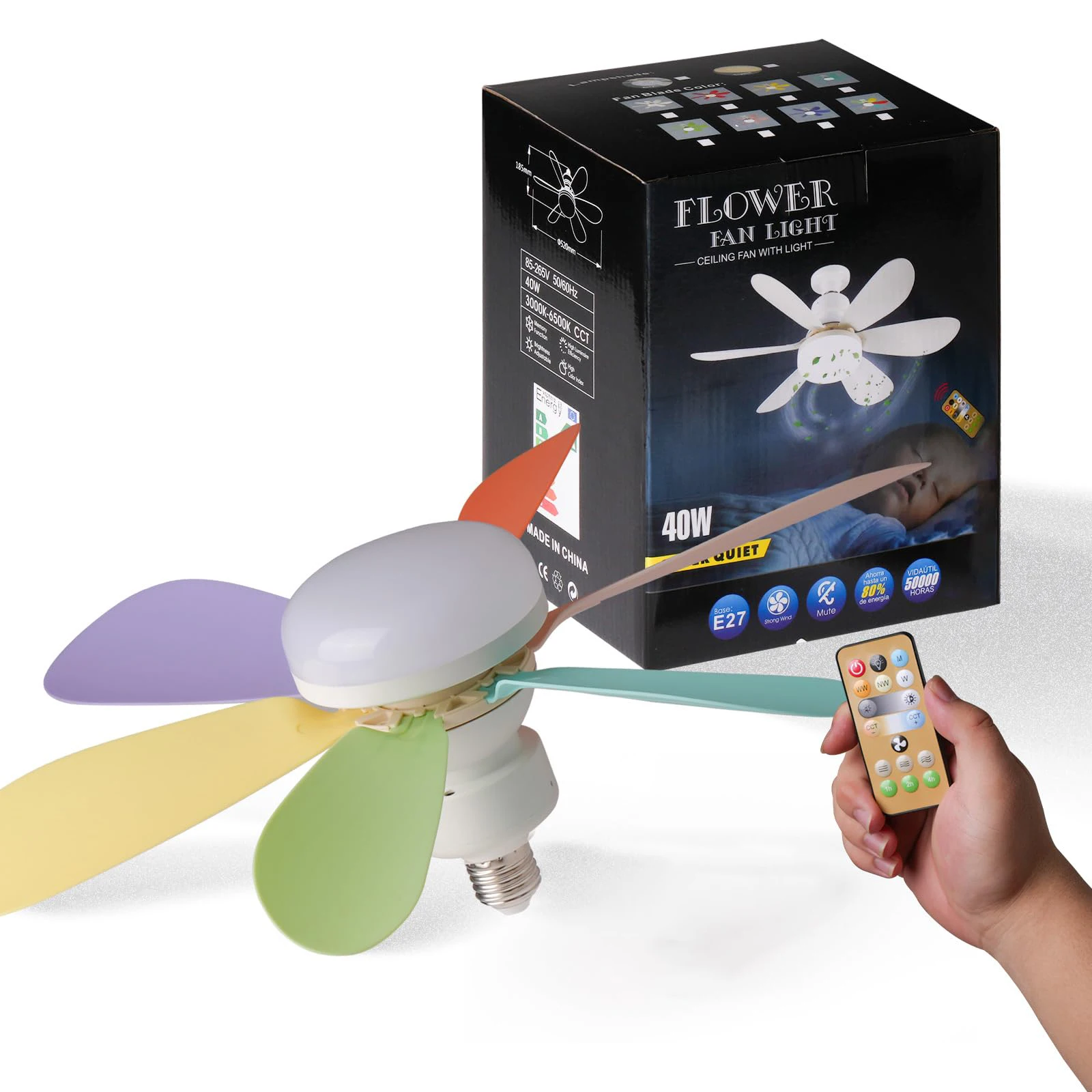 Eficaz Ventilador de Techo 40W con Control Remoto