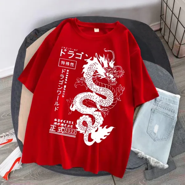 Fascinante Camiseta Para Mujer Con Estampado De Dragón