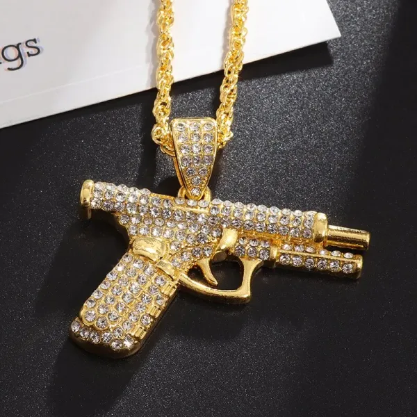 Brillante Collar Elegante con Colgante en Forma de Pistola