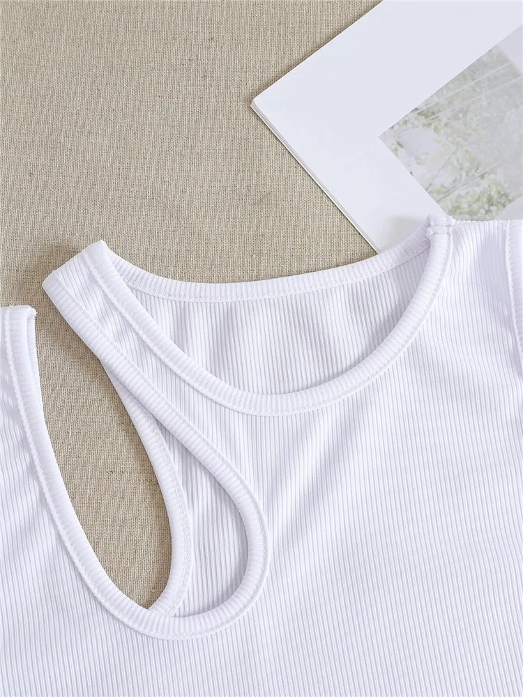 Espléndido Camiseta Sin Mangas De Punto De Canalé Para Mujer