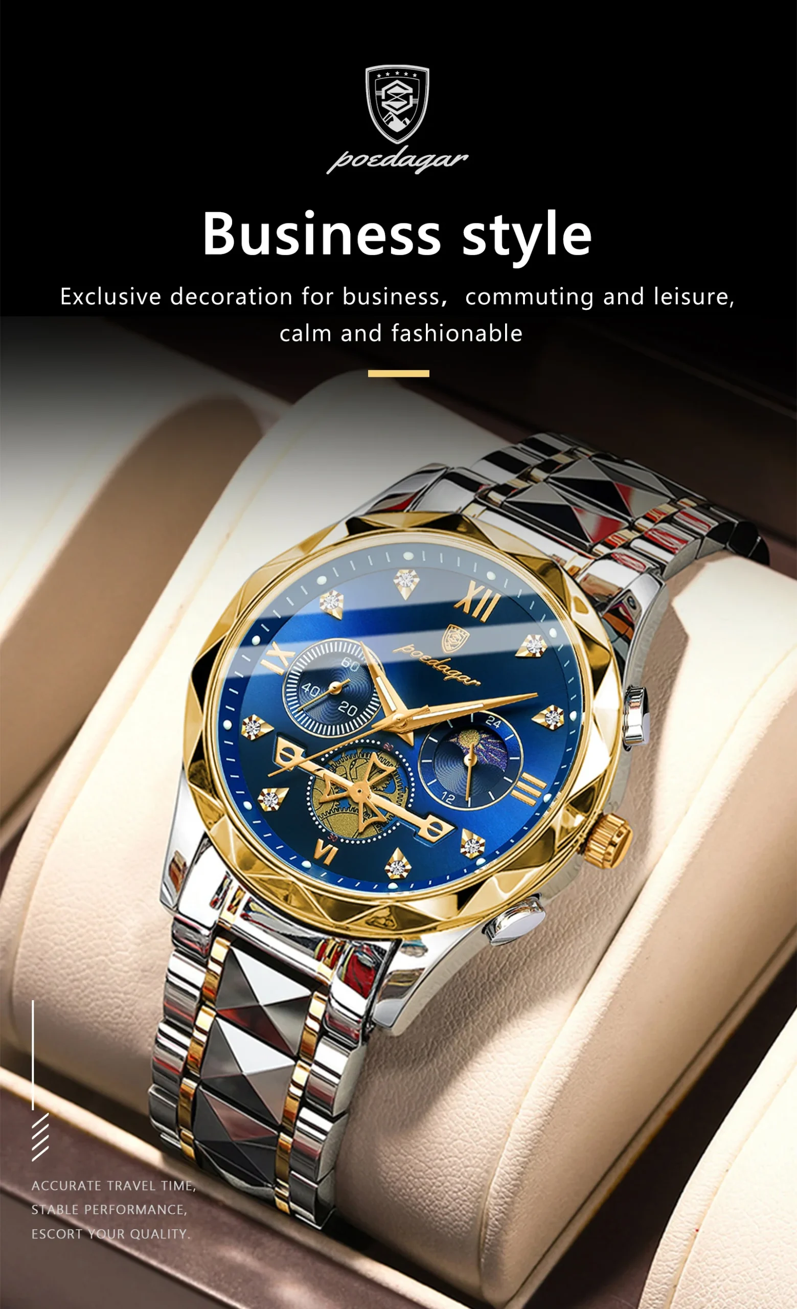 Fabuloso Reloj De Acero Inoxidable Elegante Para Hombres