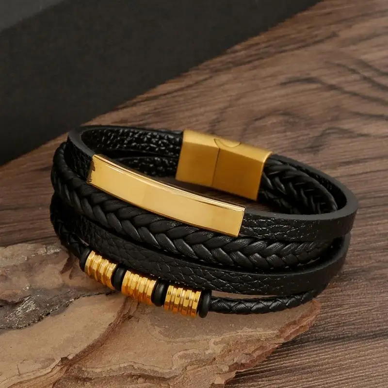 Hermoso Pulsera de Cuero para Hombre Clásica