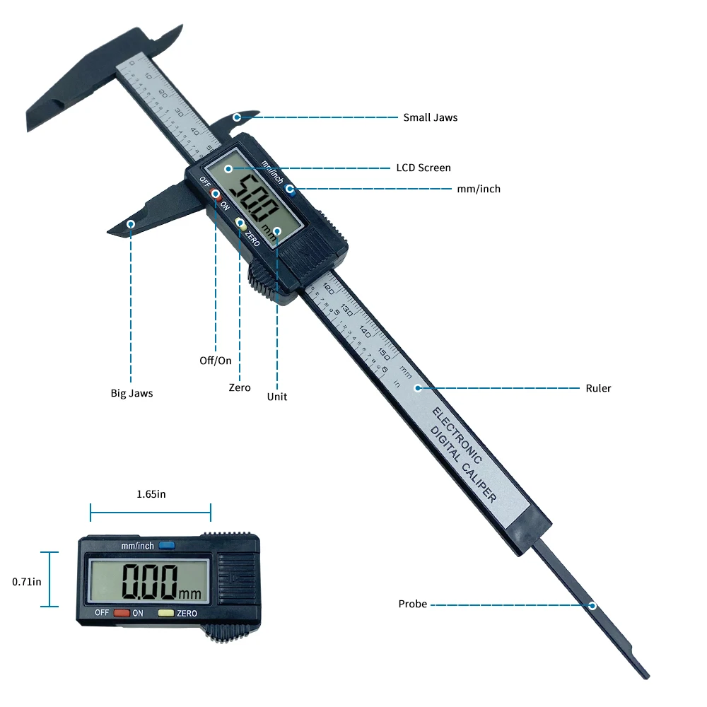 Magnífico Calibrador Digital Electrónico de Fibra de Carbono