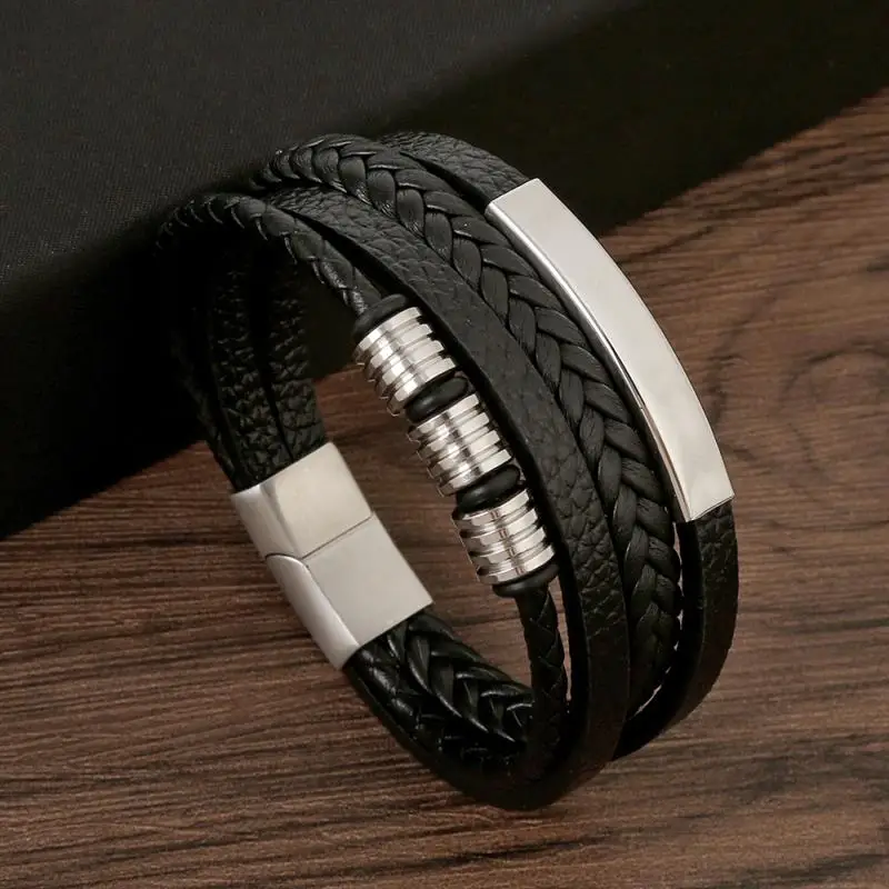Hermoso Pulsera de Cuero para Hombre Clásica