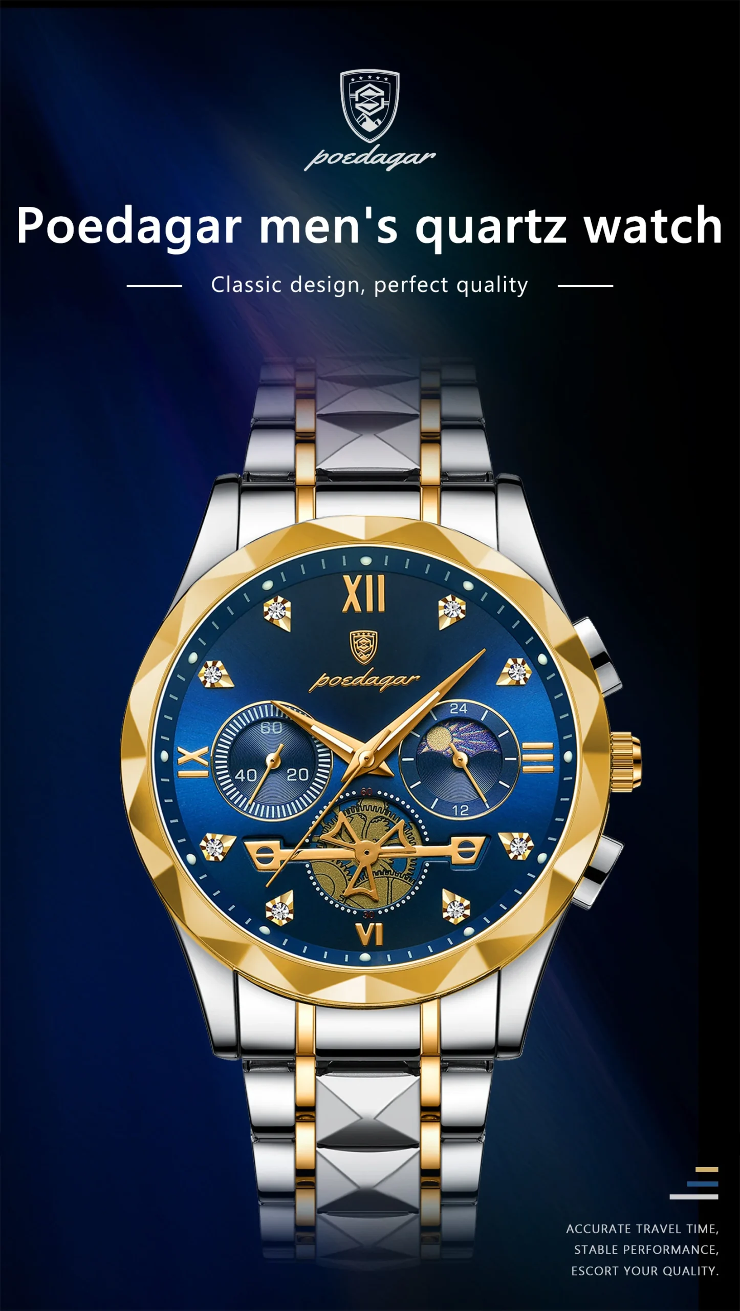 Fabuloso Reloj De Acero Inoxidable Elegante Para Hombres