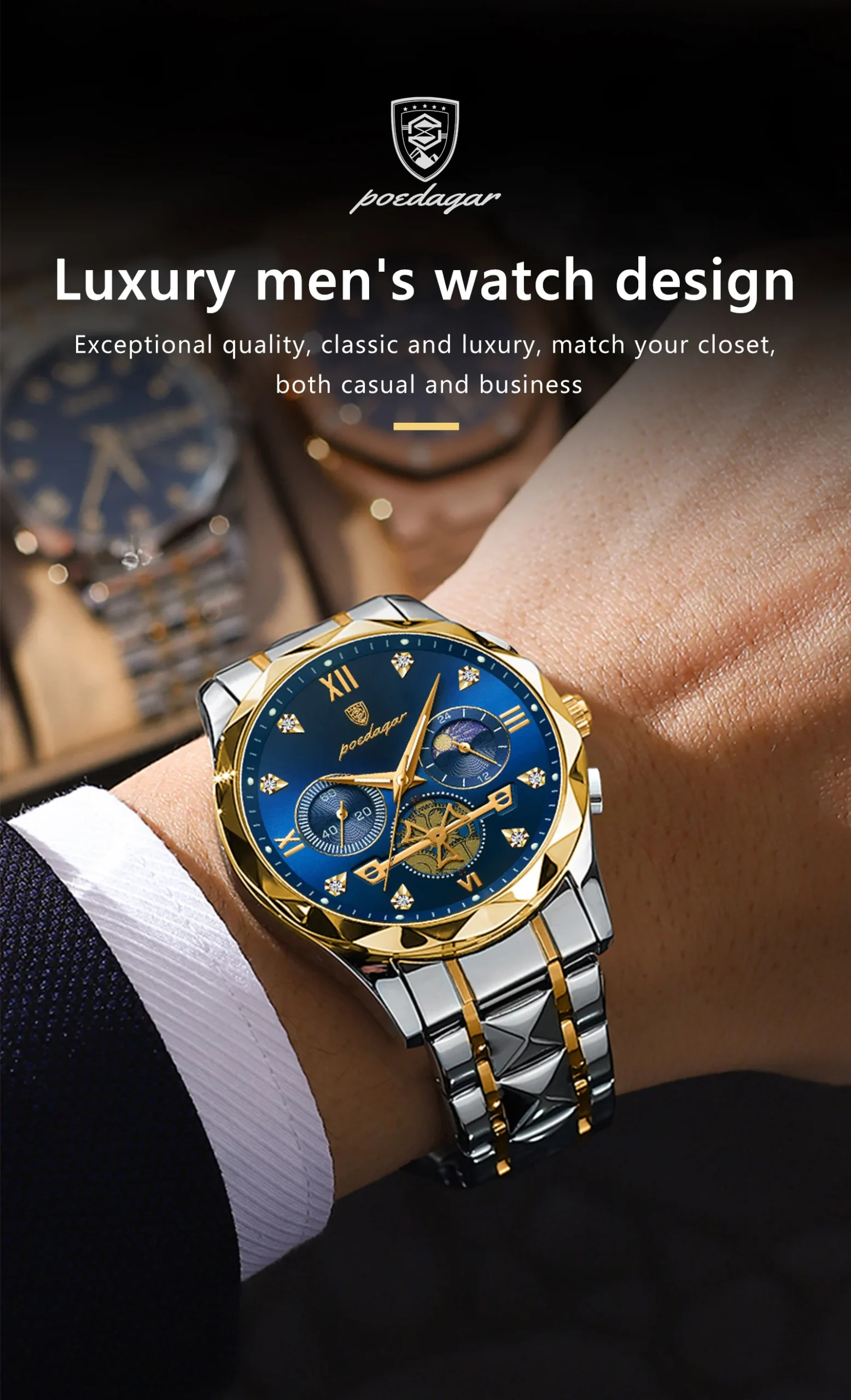 Fabuloso Reloj De Acero Inoxidable Elegante Para Hombres