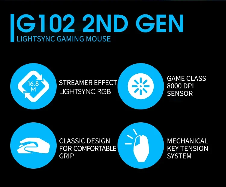 Ratón Ergonómico Para Juegos Fascinante Logitech G102 Ratón Ergonómico Para Juegos Fascinante Logitech G102