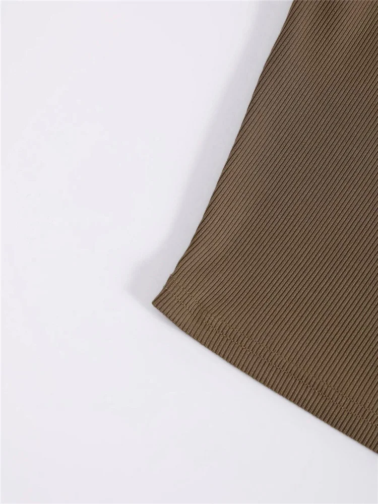 Espléndido Camiseta Sin Mangas De Punto De Canalé Para Mujer