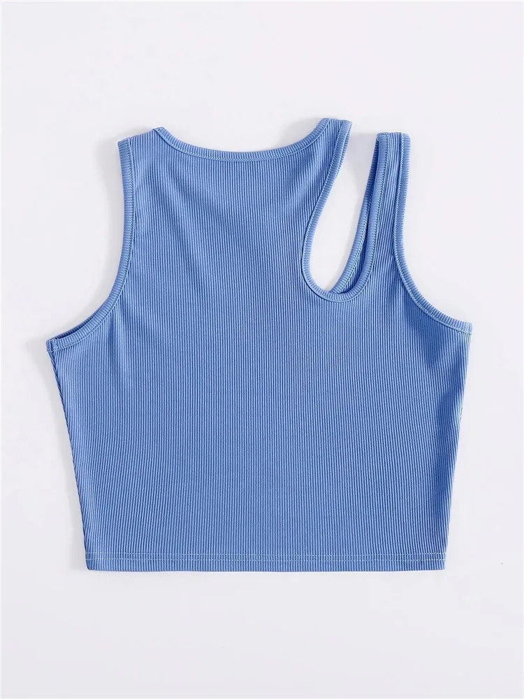 Espléndido Camiseta Sin Mangas De Punto De Canalé Para Mujer