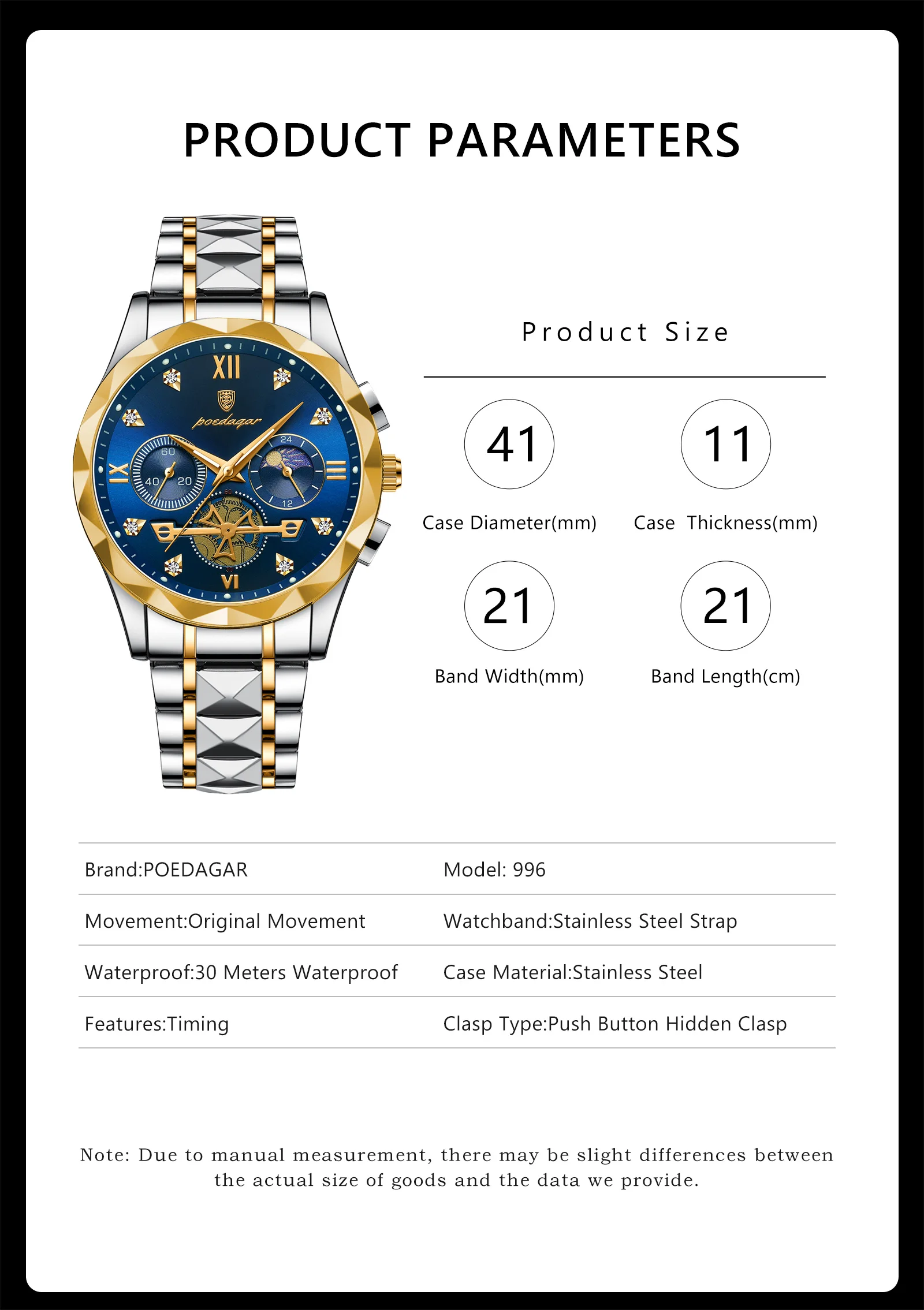 Fabuloso Reloj De Acero Inoxidable Elegante Para Hombres
