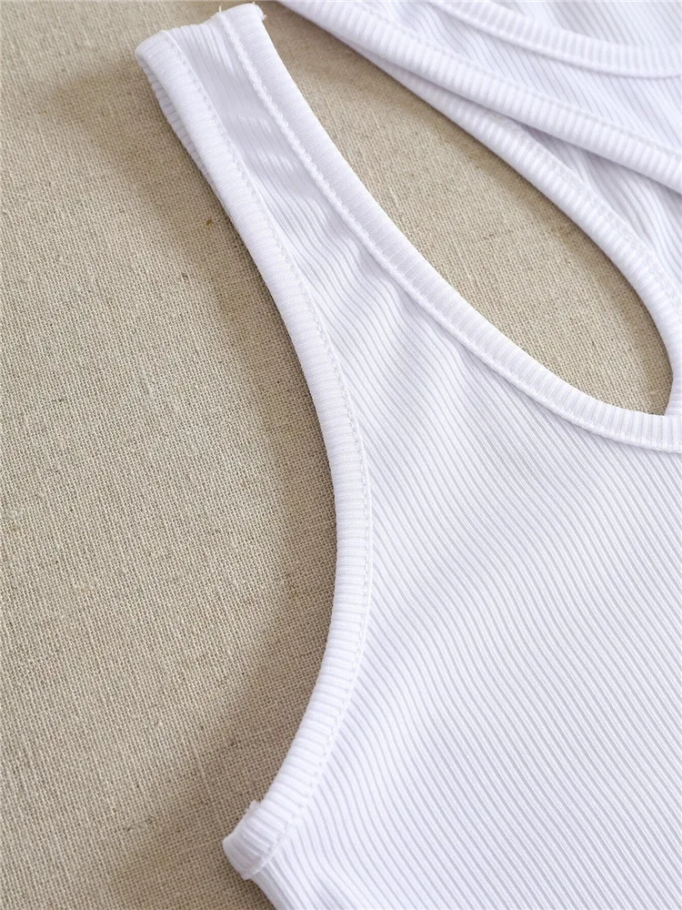 Espléndido Camiseta Sin Mangas De Punto De Canalé Para Mujer