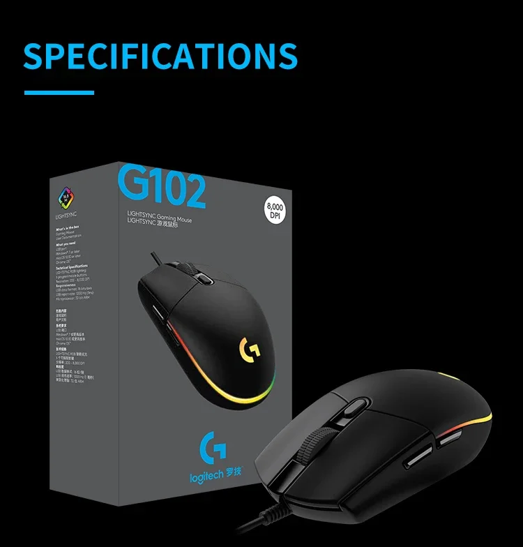 Ratón Ergonómico Para Juegos Fascinante Logitech G102 Ratón Ergonómico Para Juegos Fascinante Logitech G102
