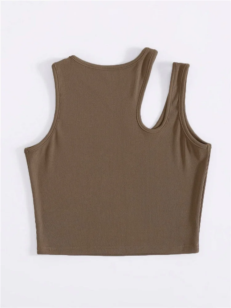 Espléndido Camiseta Sin Mangas De Punto De Canalé Para Mujer