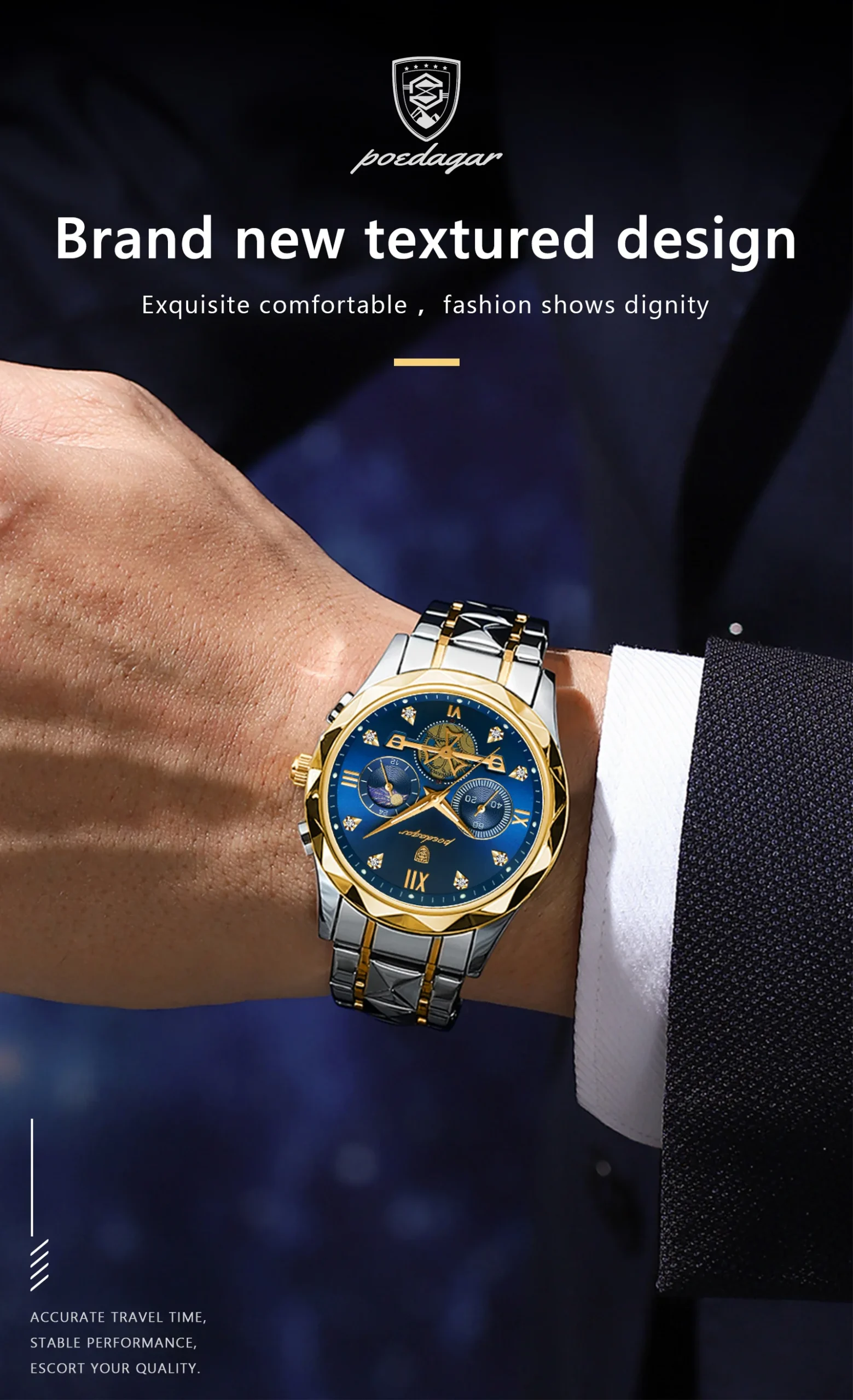 Fabuloso Reloj De Acero Inoxidable Elegante Para Hombres