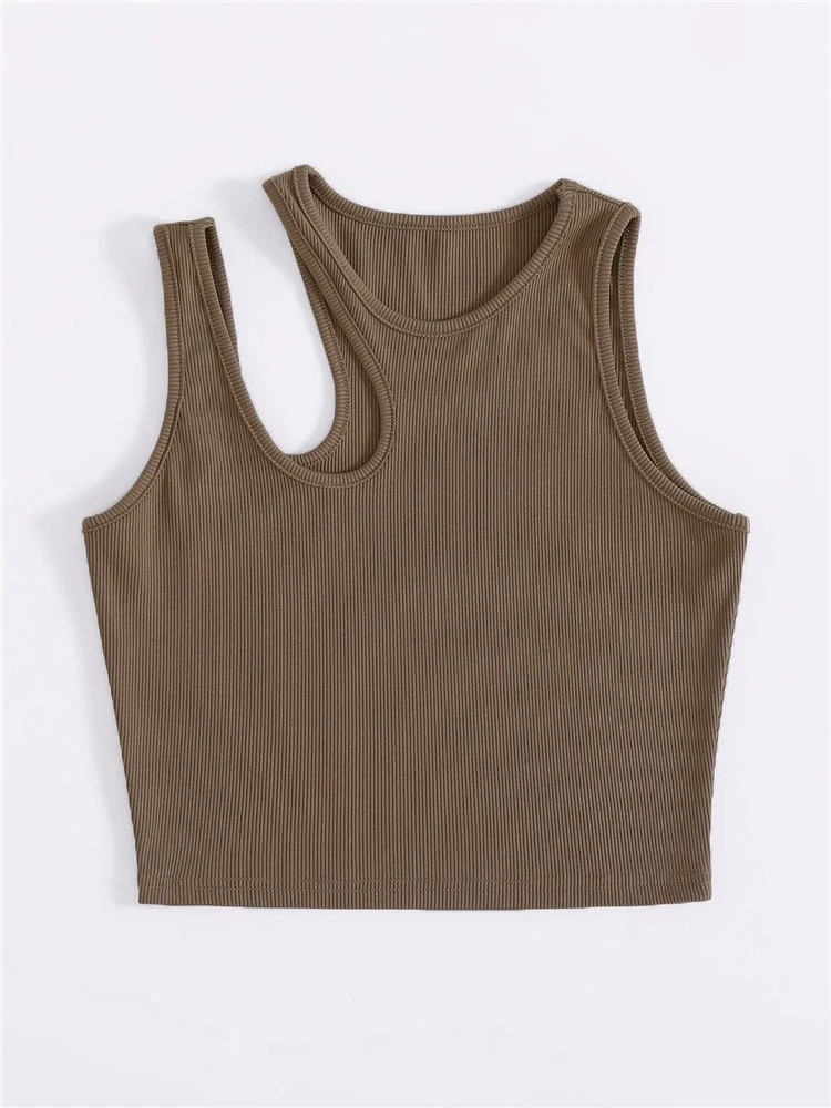 Espléndido Camiseta Sin Mangas De Punto De Canalé Para Mujer