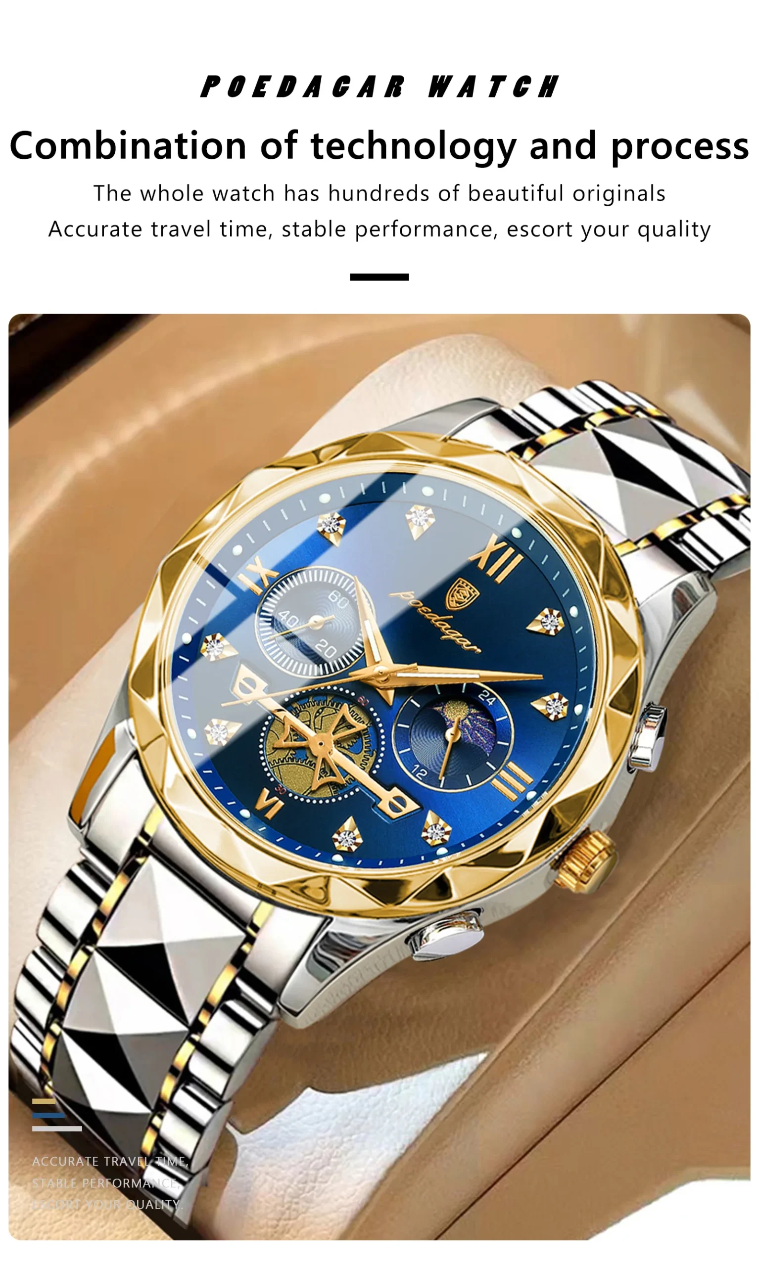 Fabuloso Reloj De Acero Inoxidable Elegante Para Hombres
