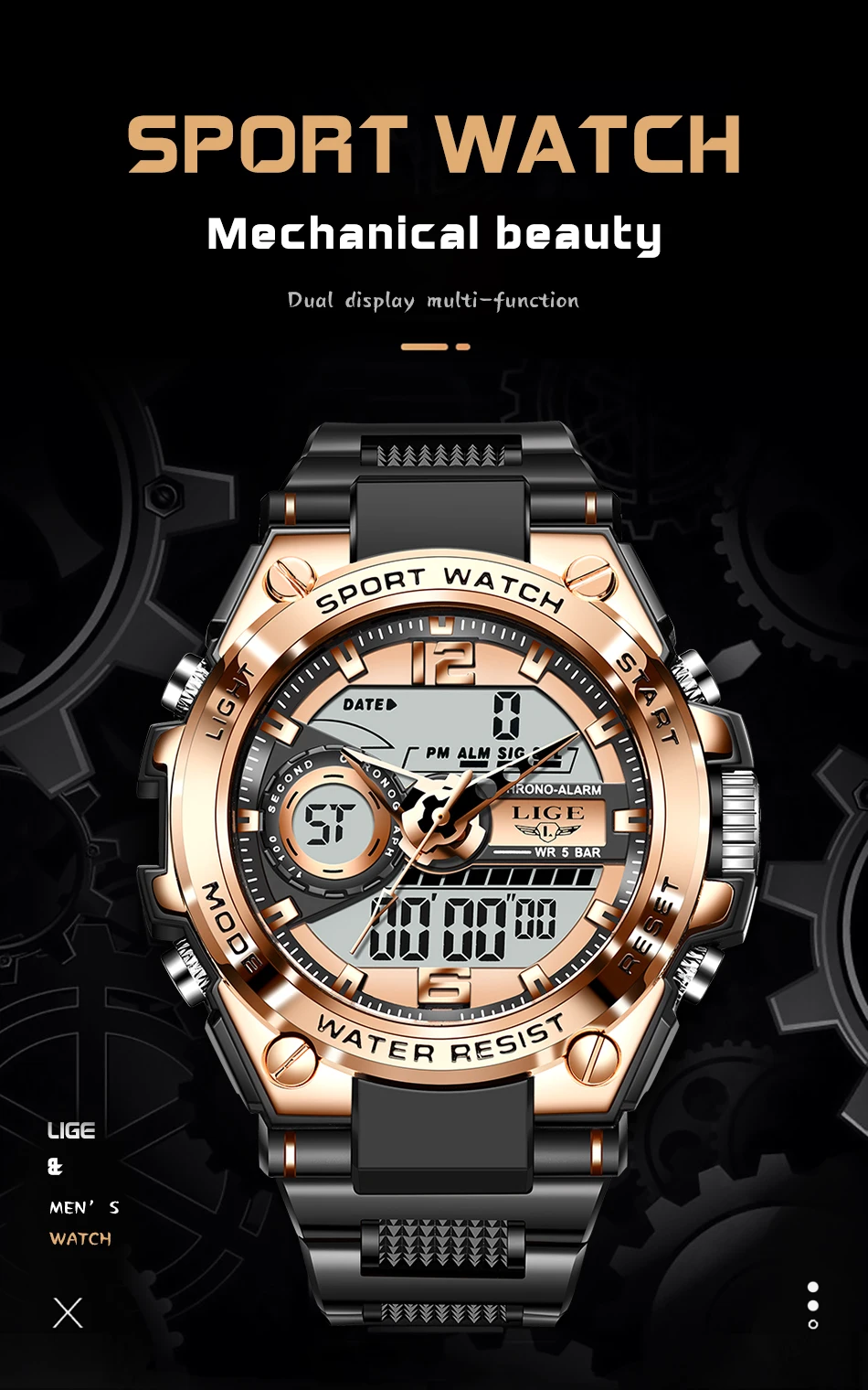 Reloj Analógico de Lujo LED Funcional