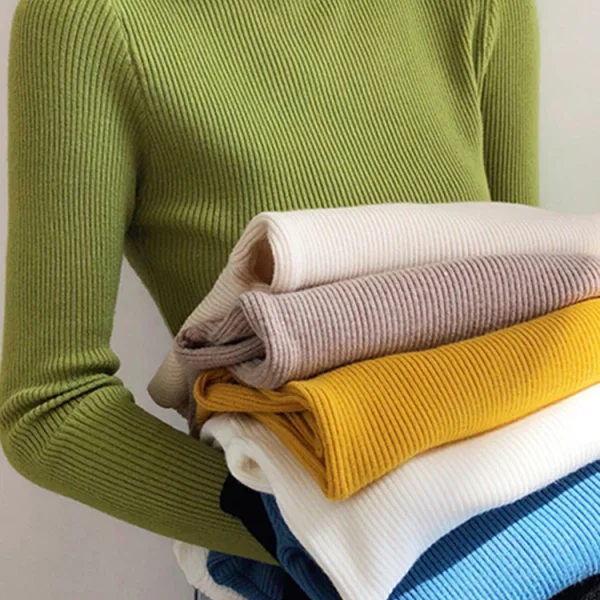 Nuevo Suéter de Cuello Simulado para Mujer