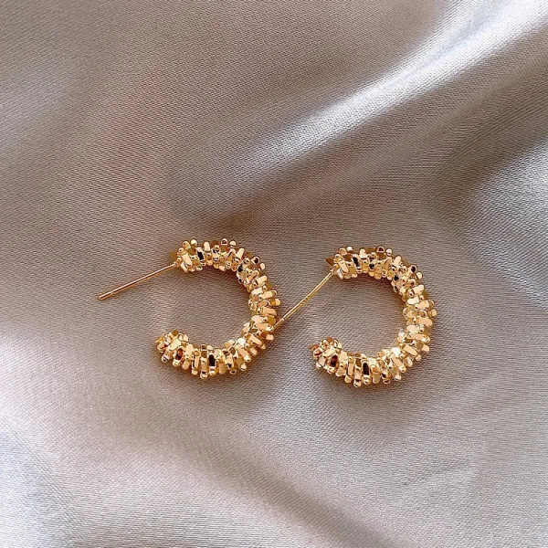 Nuevo Aros Con Diseño De Semicírculo Brillante, Elegante