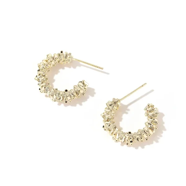 Nuevo Aros Con Diseño De Semicírculo Brillante, Elegante