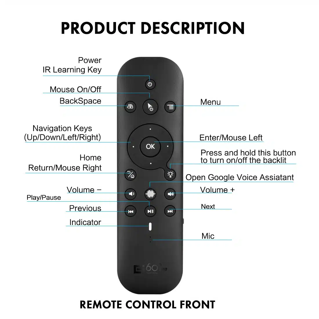 Eficaz Mando A Distancia G60S Pro Bt Inalámbrico Por Voz Eficaz Mando A Distancia G60S Pro Bt Inalámbrico Por Voz