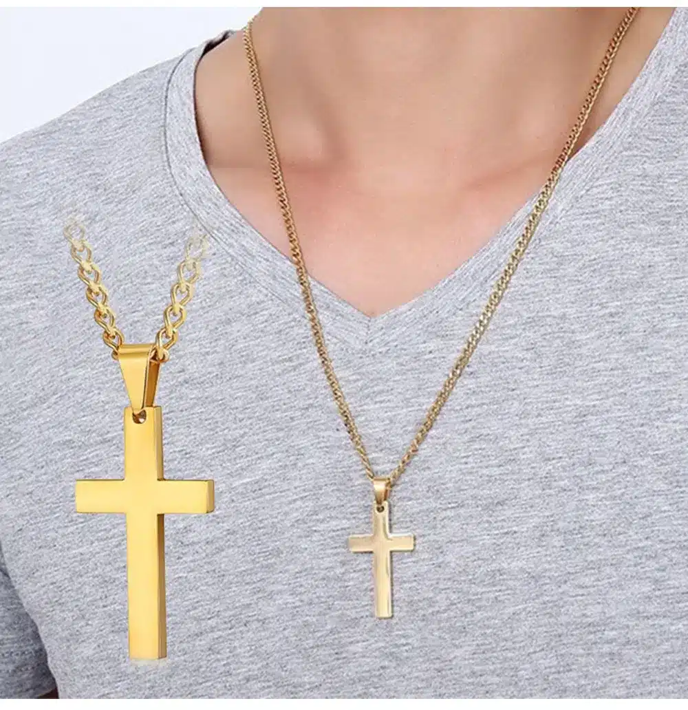 Extraordinario Collar De Cruz De Acero Inoxidable