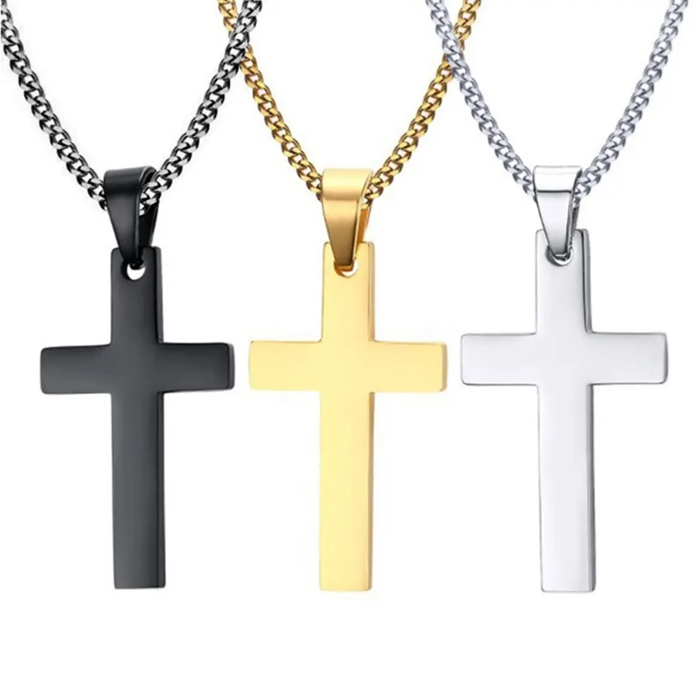 Extraordinario Collar De Cruz De Acero Inoxidable
