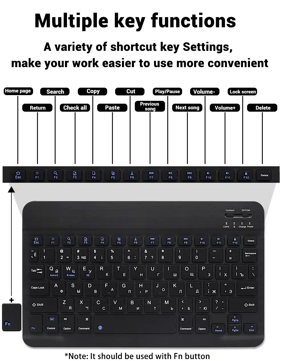 Fenomenal Teclado Inalámbrico Bluetooth Para Tabletas Fenomenal Teclado Inalámbrico Bluetooth Para Tabletas