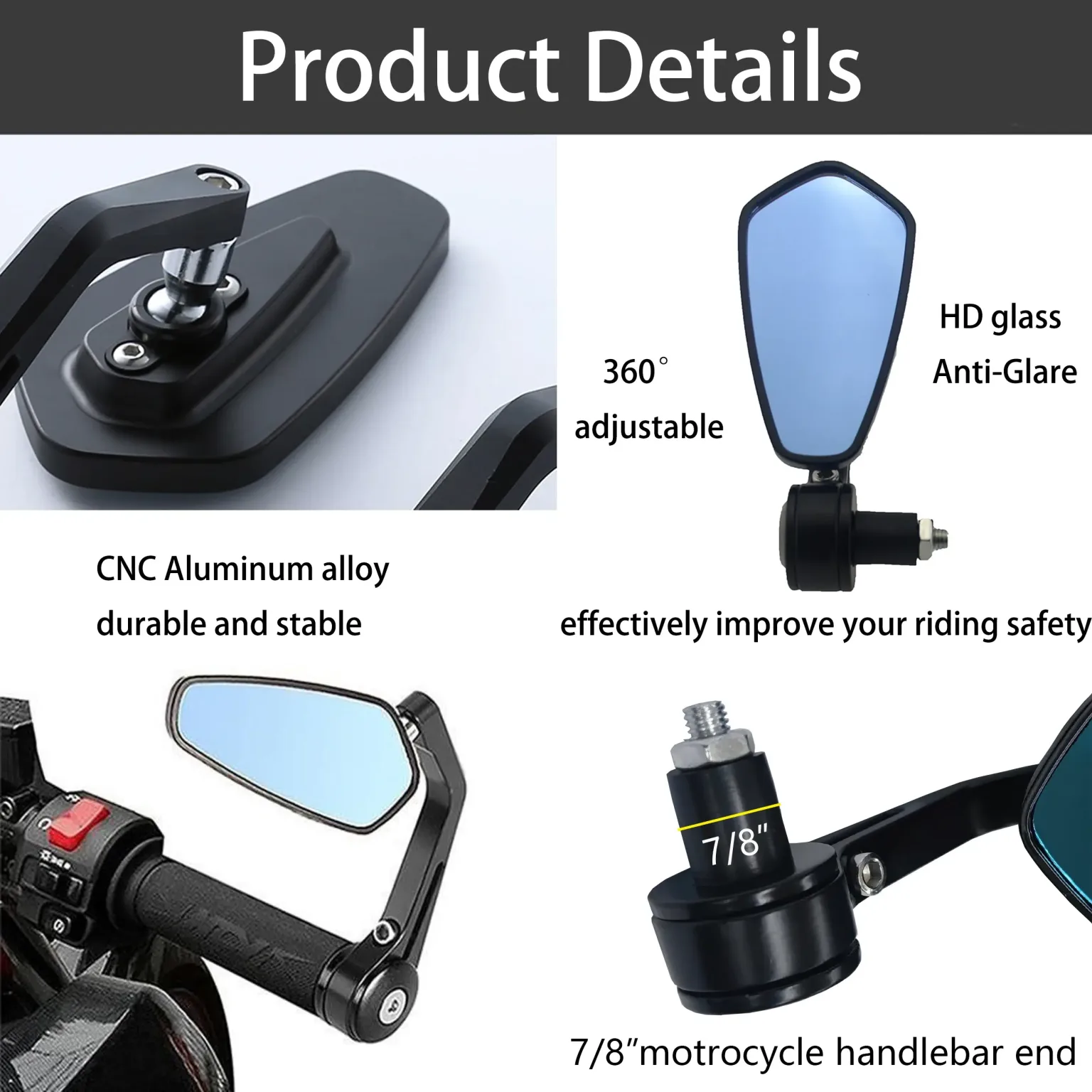 Espejos laterales antirreflejo para motocicletas: Innovador - Imagen 2