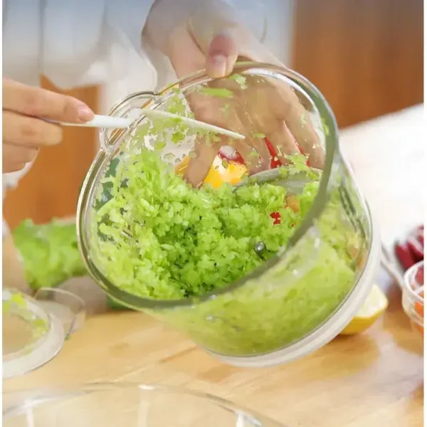 Cuenco De Vidrio Para Picar Alimentos: Brillante Y Auténtico
