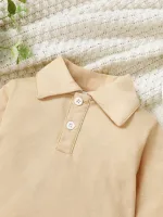 Persuasivo Polo De Manga Larga Con Solapa Para Jovenes