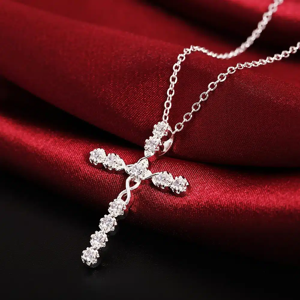 Lujo Collar Elegante Para Mujer Chapado En Plata