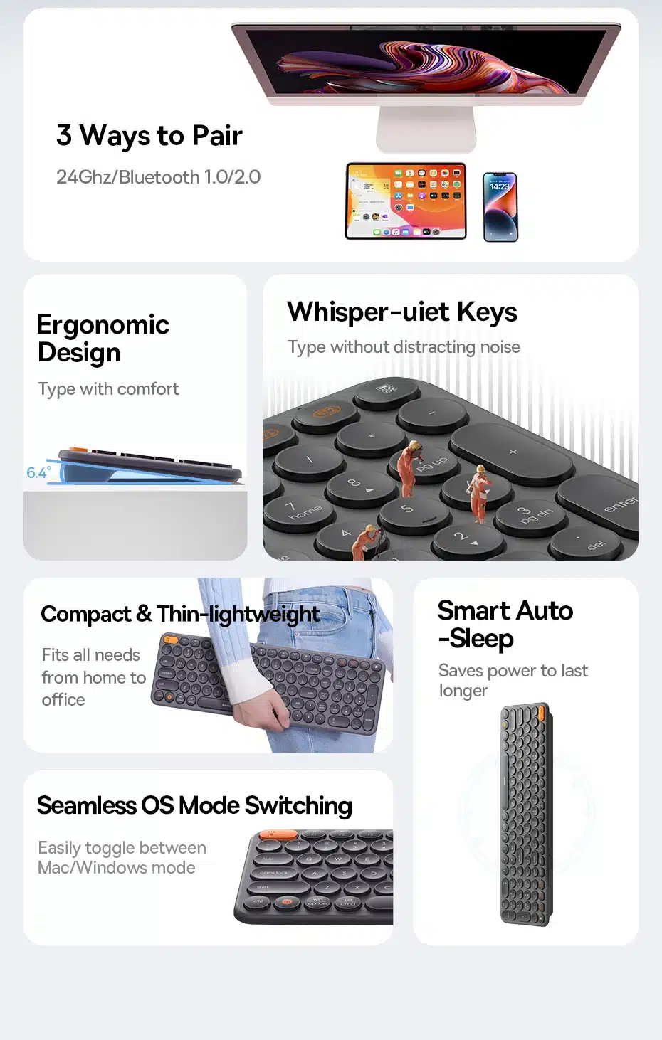Luminoso Teclado y Ratón Inalámbricos con Bluetooth
