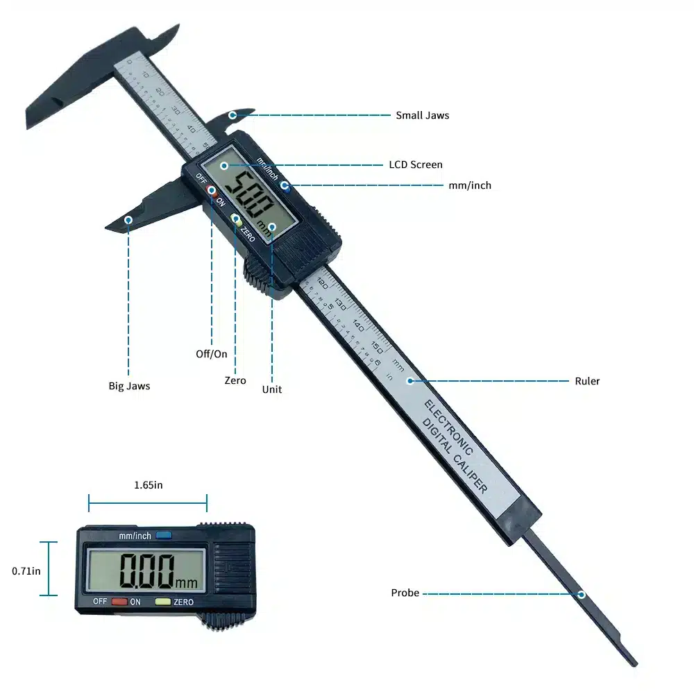 Impresionante Calibrador Digital Electrónico de Fibra de Carbono: Precisión y Estilo en tus Mediciones.