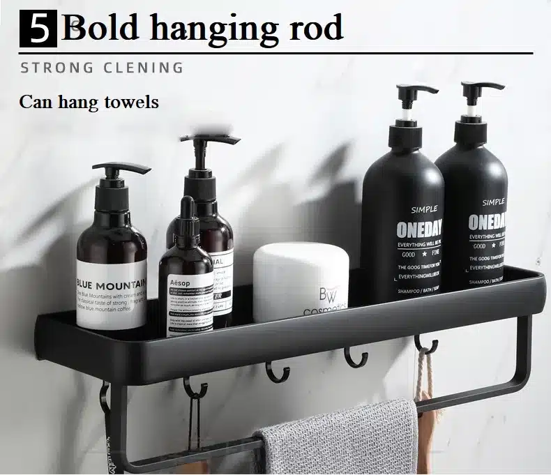 Necesario Estante de baño sin organizador de taladro