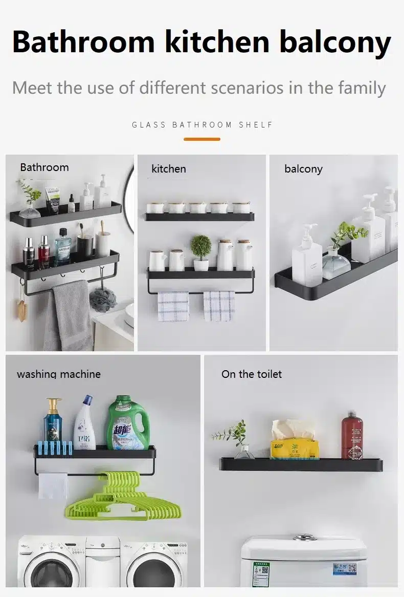Necesario Estante de baño sin organizador de taladro