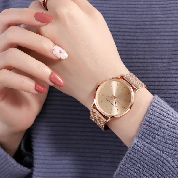 Imagen Del Producto Reloj De Pulsera De Lujo Para Mujer De Banda De Acero Inoxidable De Calidad | Compra Online En Tiendafiable
