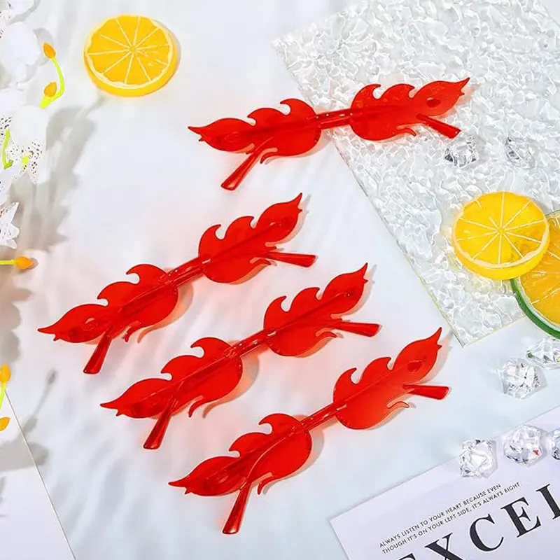 A Group Of Red Objects With Lemons And Ice