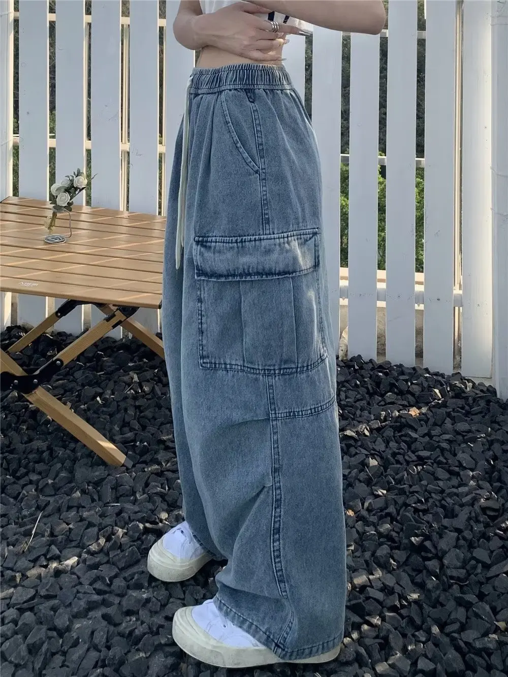 Pantalones vaqueros de pierna recta estilo Retro para mujer
