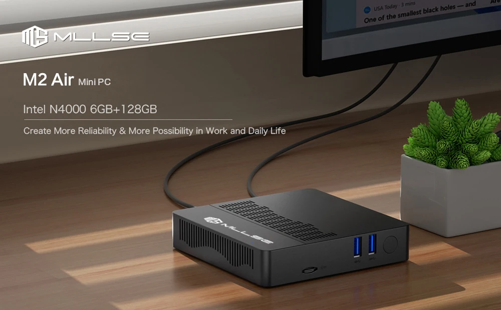 Mllse Mini Pc M2 Air Intel Gemini Lake N4000 Windows 11 6Gb Ram 128Gb Rom Wifi De Doble Banda Bluetooth Usb Mini Ordenador