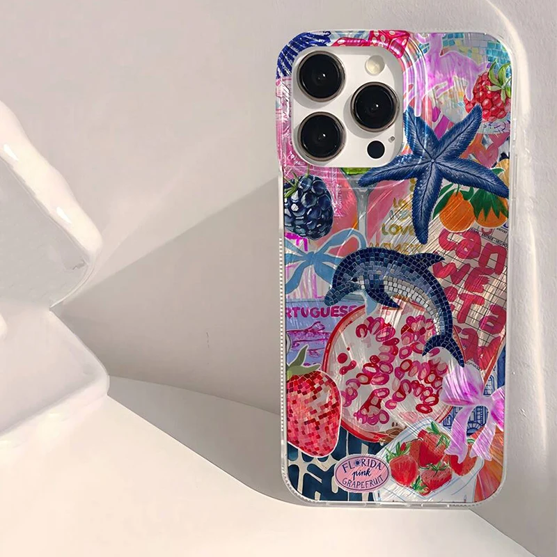 Funda de teléfono con diseño de playa y paisaje costero para iPhone 15 16 14 13 12 11 Pro Max