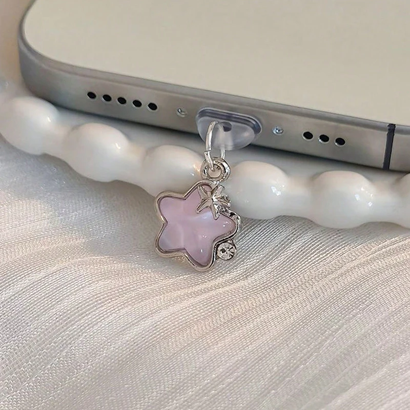 1 Uds. Lindo diamante estrella para teléfono, tapón antipolvo decoración colgante