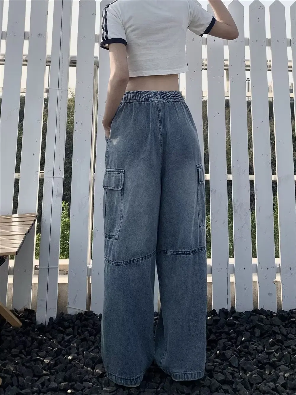 Pantalones vaqueros de pierna recta estilo Retro para mujer