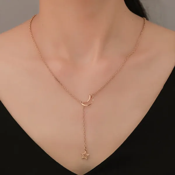Gargantilla Luna Estrella: Elegante Y Minimalista