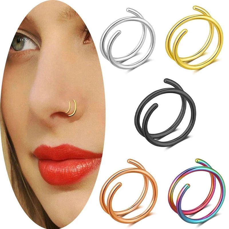 Anillo Doble De Acero Inoxidable Para Nariz: Estilo Y Durabilidad