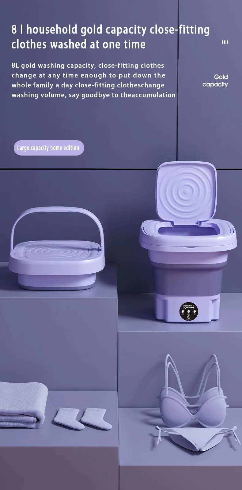 Lavadora plegable de 8L: la solución compacta para tu ropa