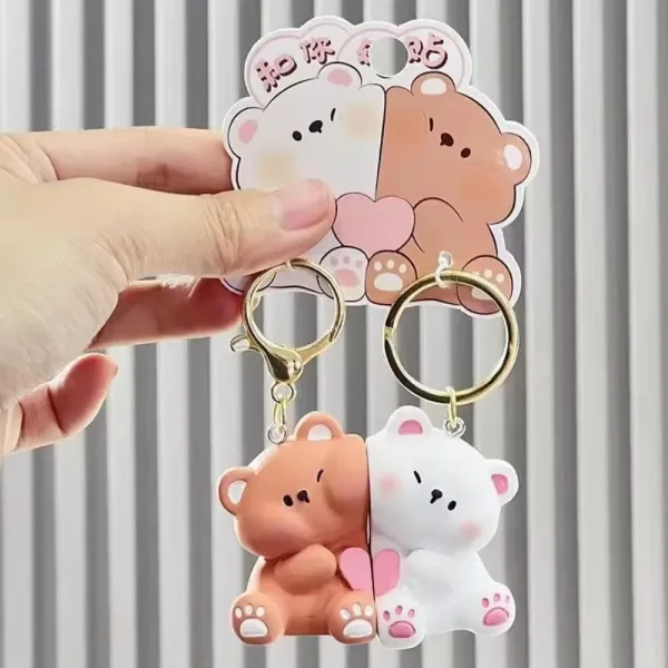 Imagen Del Producto Llavero Magnético De Oso De Resina Para Pareja: Un Regalo Encantador Y Práctico | Compra Online En Tiendafiable