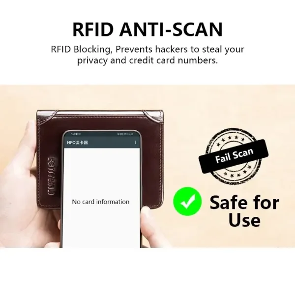 Imagen Del Producto Billeteras De Cuero Genuino Con Bloqueo Para Hombre | Compra Online En Tiendafiable