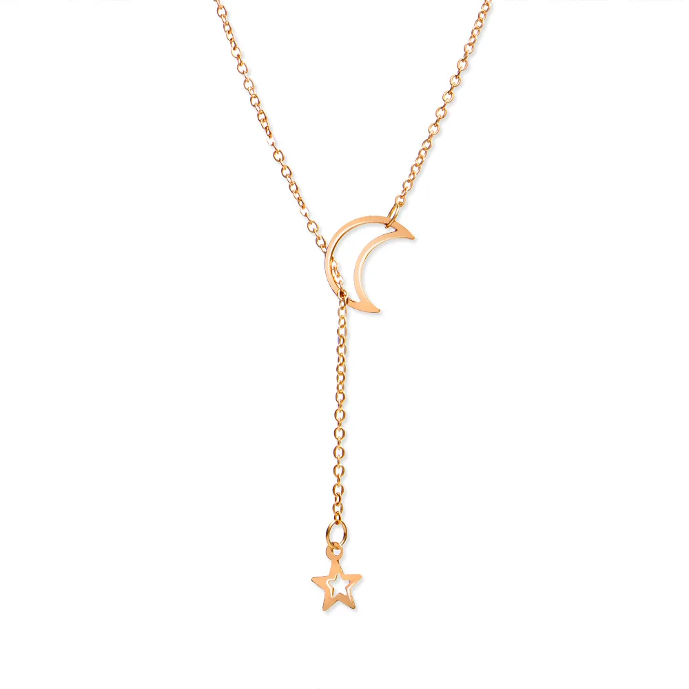 Gargantilla Luna Estrella: Elegante Y Minimalista Gargantilla Luna Estrella: Elegante Y Minimalista