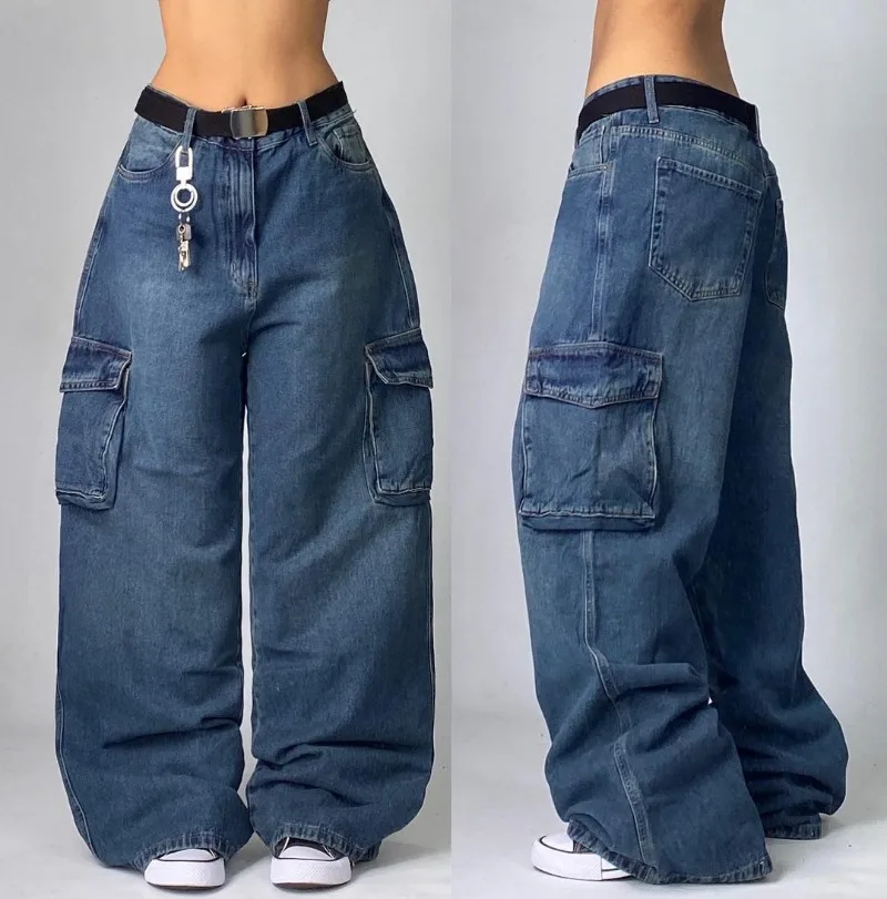 Pantalones holgados con letras bordadas esencial para mujer